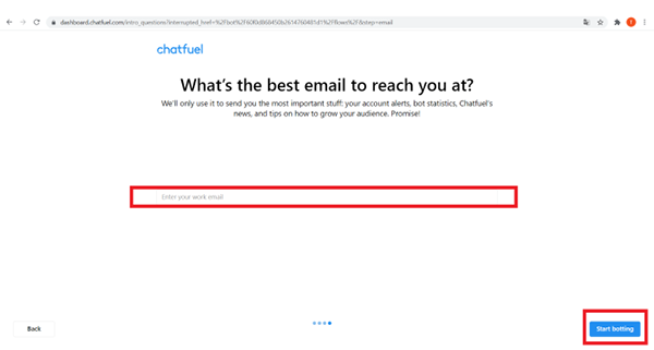 Nhập địa chỉ Email và nhấn vào mục “Start Botting”